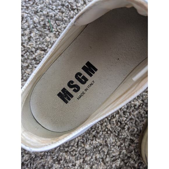 MSGM Sneakers Shoes Womens Size 8.5 White Leather Chunky Made In Italy - Picture 7 of 9